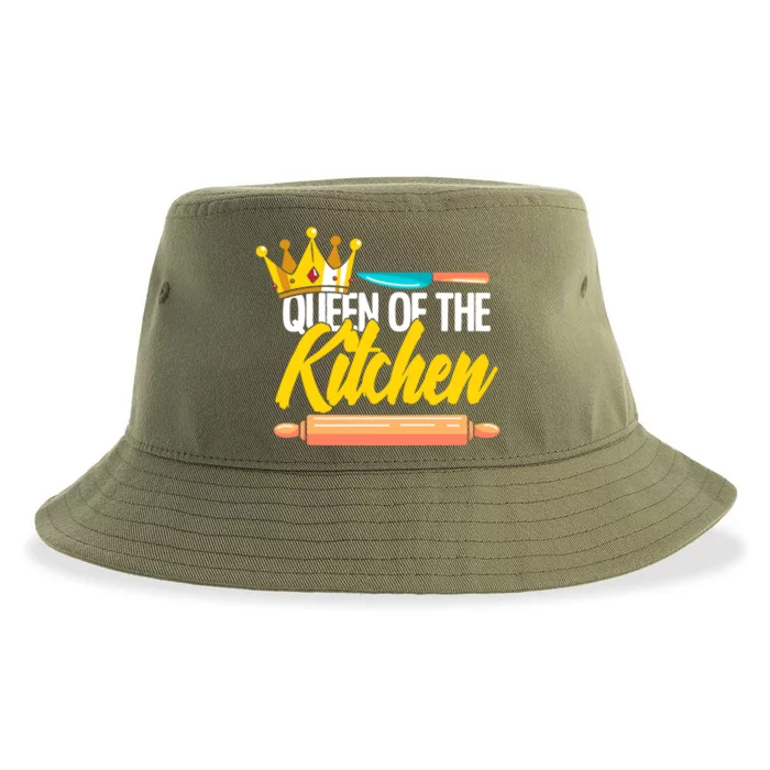 Queen Of Kitchen Cooking Cooker Chef Mom Gift Sustainable Bucket Hat