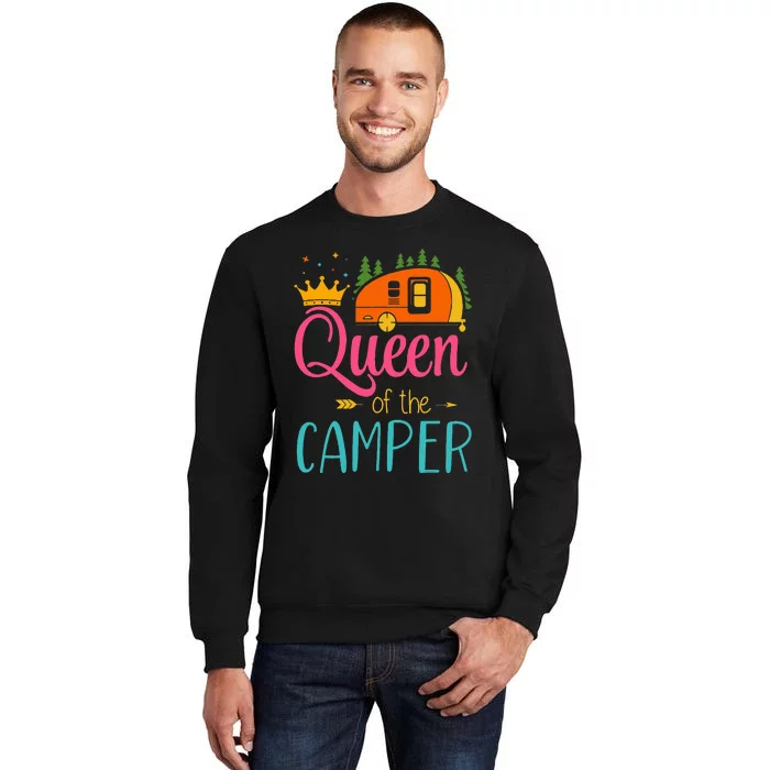 Queen Of The Camper Funny Camping Group Trip Tall Sweatshirt