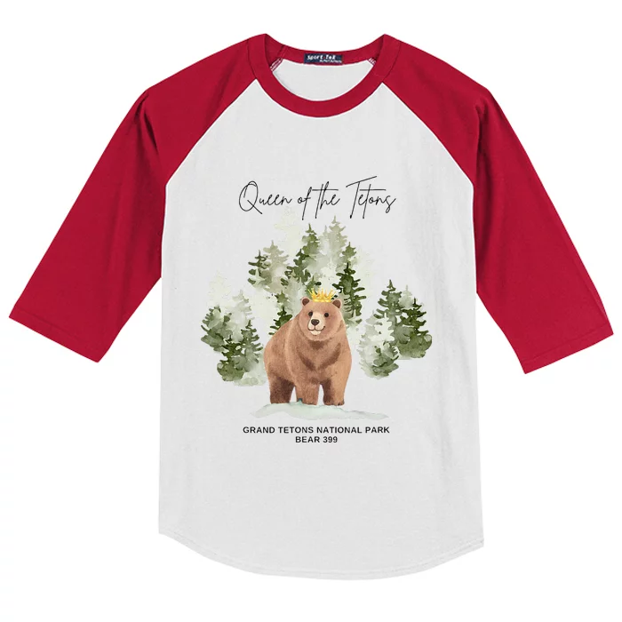 Queen Of The Tetons Grizzly Bear 399 Gtnp Kids Colorblock Raglan Jersey