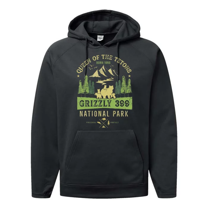 Queen Of The Tetons Grizzly 399 National Park Preserve Performance Fleece Hoodie