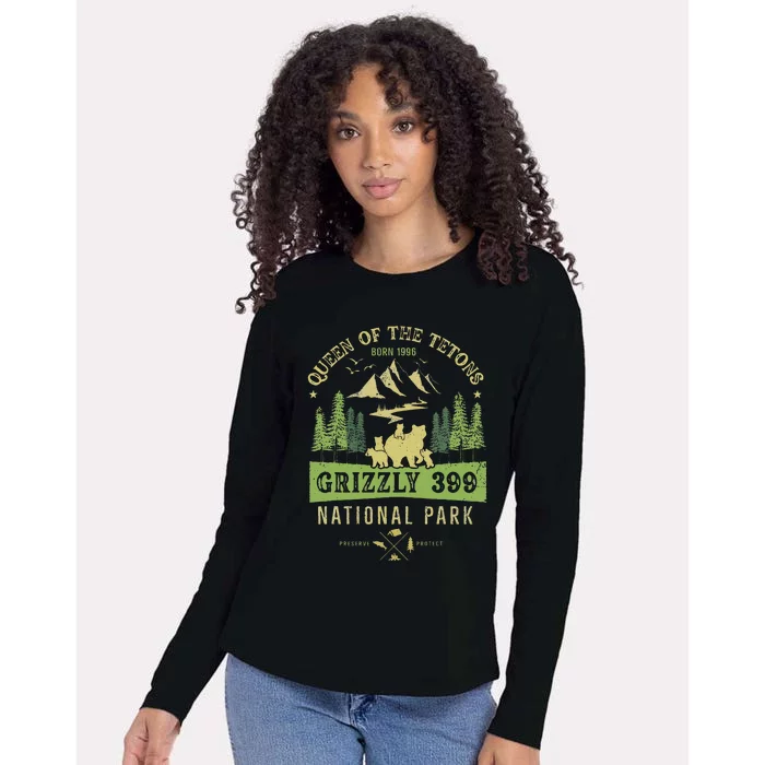 Queen Of The Tetons Grizzly 399 National Park Preserve Womens Cotton Relaxed Long Sleeve T-Shirt