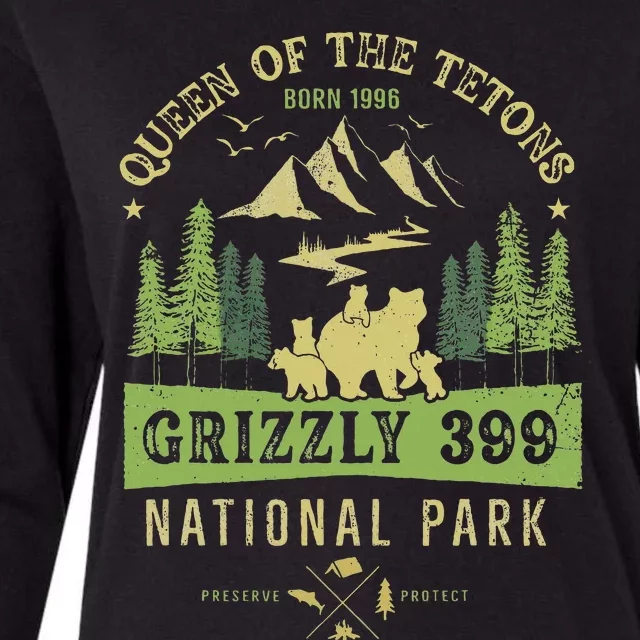 Queen Of The Tetons Grizzly 399 National Park Preserve Womens Cotton Relaxed Long Sleeve T-Shirt