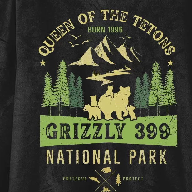 Queen Of The Tetons Grizzly 399 National Park Preserve Hooded Wearable Blanket