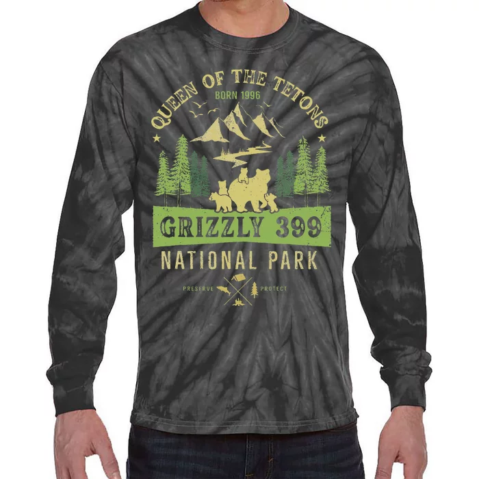 Queen Of The Tetons Grizzly 399 National Park Preserve Tie-Dye Long Sleeve Shirt