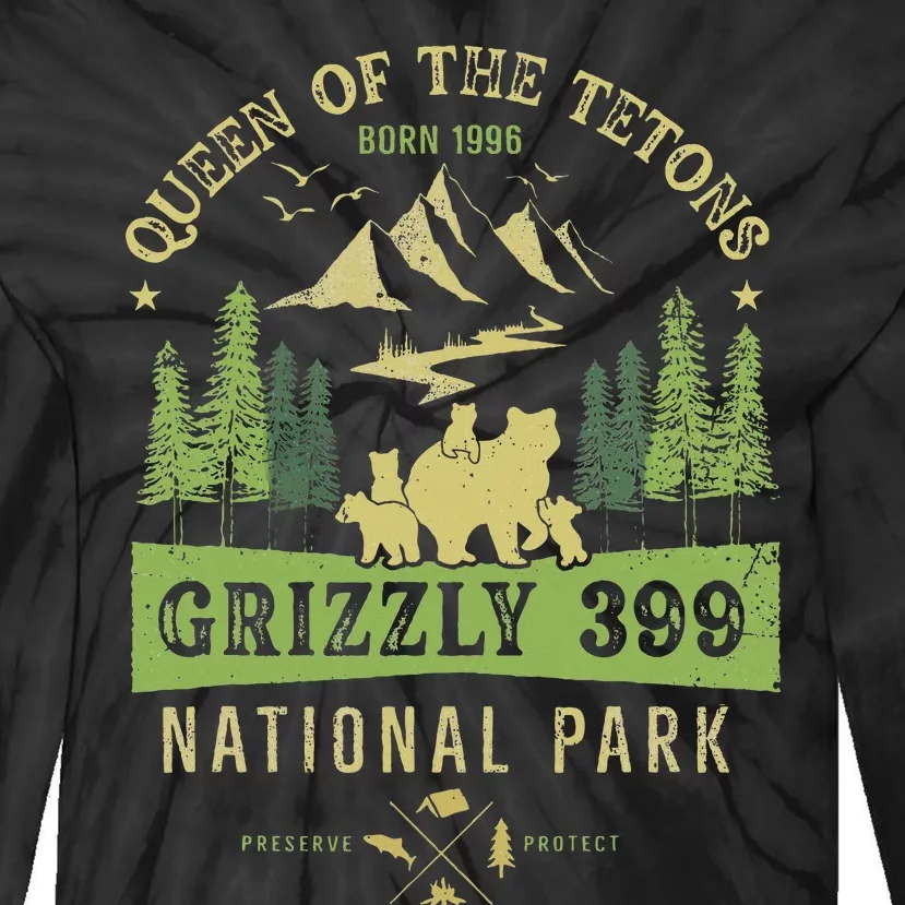 Queen Of The Tetons Grizzly 399 National Park Preserve Tie-Dye Long Sleeve Shirt