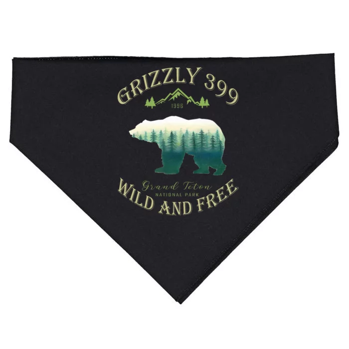 Queen Of The Teton Grizzly 399 Bear Wildlife Forest Preserve USA-Made Doggie Bandana