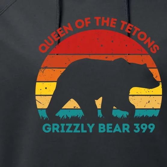 Queen Of The Tetons Grizzly Bear 399 Gtnp Performance Fleece Hoodie