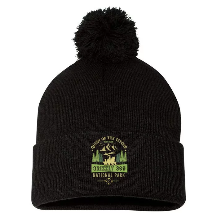 Queen Of The Tetons Grizzly 399 National Park Preserve Pom Pom 12in Knit Beanie