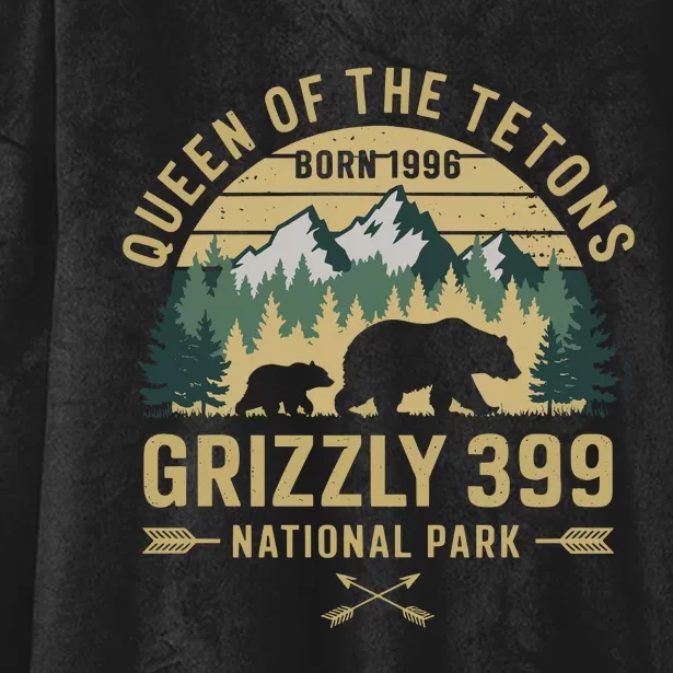 Queen Of The Tetons Grizzly 399 National Park Preserve Hooded Wearable Blanket