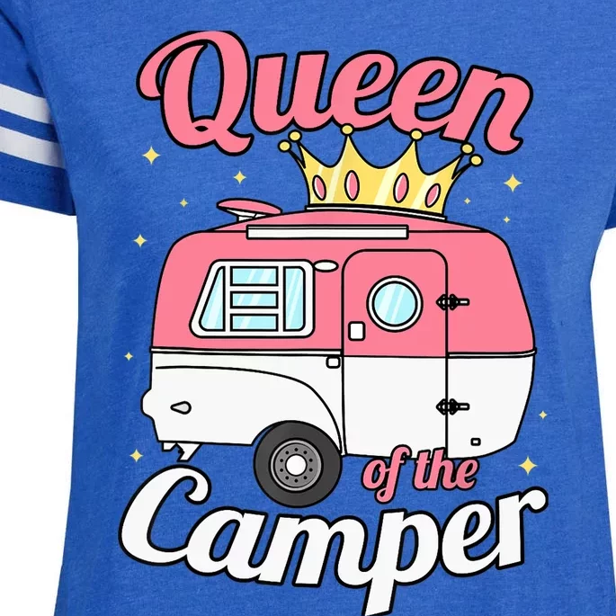 Queen Of The Camper Wo's RV Camping Van Trailer Camp Enza Ladies Jersey Football T-Shirt