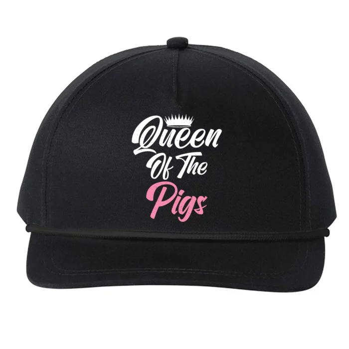 Queen Of The Pigs Pig Owner Pig Farmer Pig Mom Gift Snapback Five-Panel Rope Hat