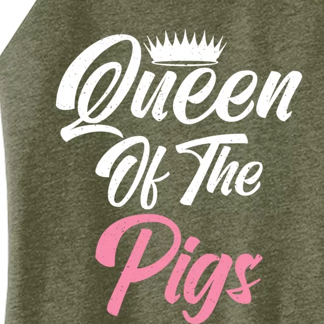 Queen Of The Pigs Pig Owner Pig Farmer Pig Mom Gift Women’s Perfect Tri Rocker Tank