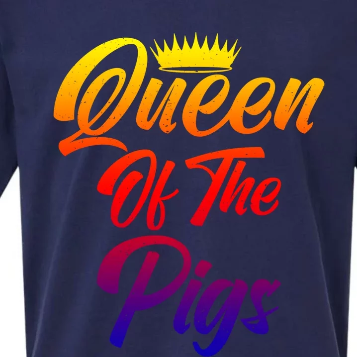 Queen Of The Pigs Pig Owner Pig Farmer Pig Mom Cool Gift Sueded Cloud Jersey T-Shirt