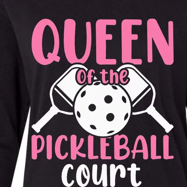 Queen Of The Pickleball Court Pickleball player Womens Cotton Relaxed Long Sleeve T-Shirt