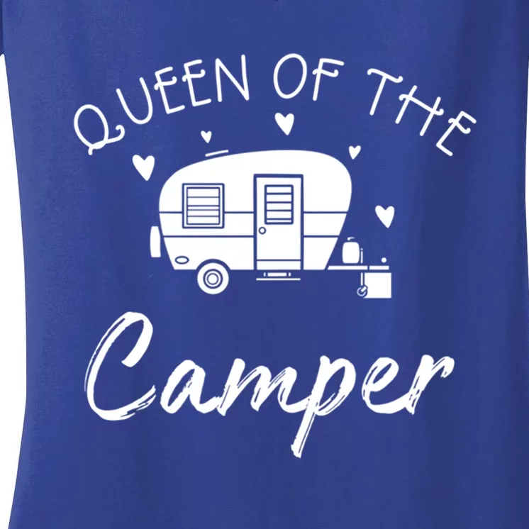 Queen Of The Camper Gift Rv Camper Road Trip Gift Women's V-Neck T-Shirt