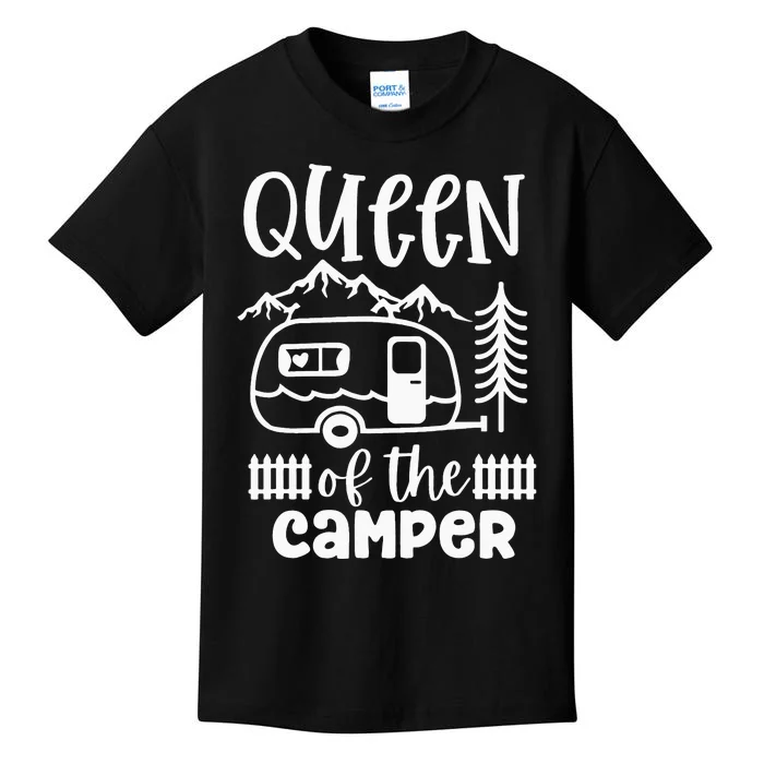 Queen Of The Camper RV Camping Camp Lover Camping Life Kids T-Shirt