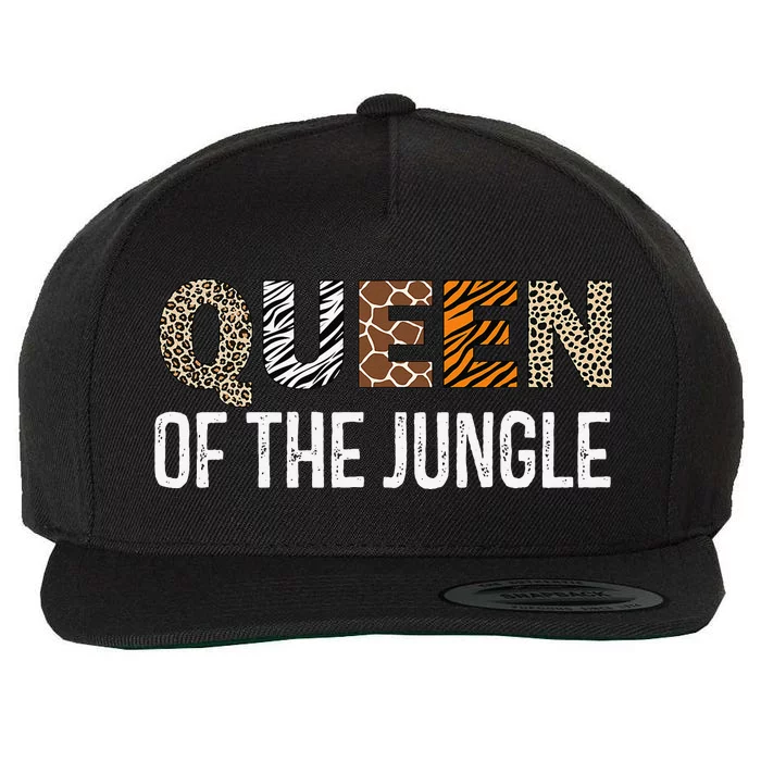 Queen Of The Jungle Birthday Safari Leopard Family Matching Wool Snapback Cap