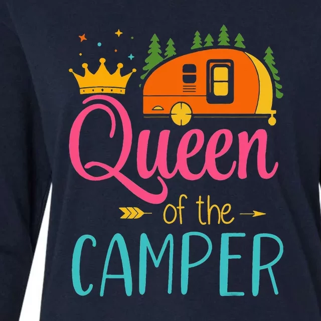 Queen Of The Camper Funny Camping Group Trip Womens Cotton Relaxed Long Sleeve T-Shirt