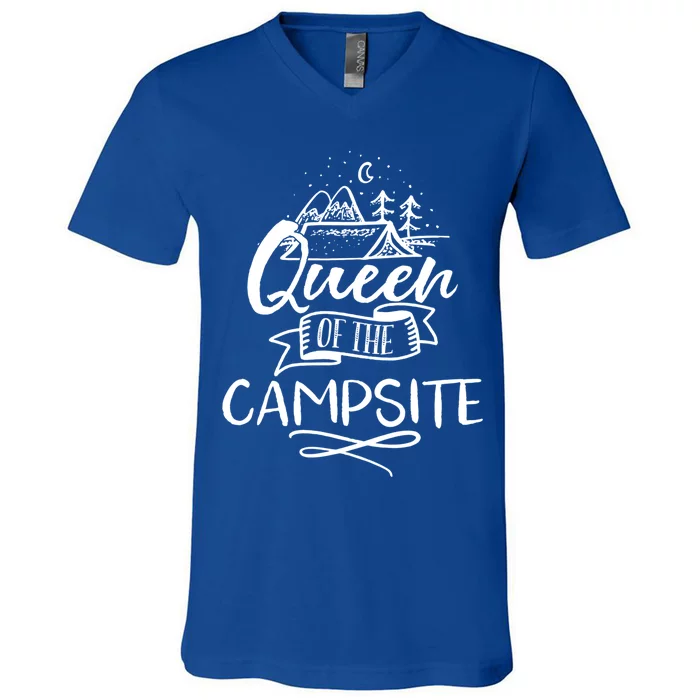 Queen Of The Campsite Gift For Tent Camping Mom Gift V-Neck T-Shirt