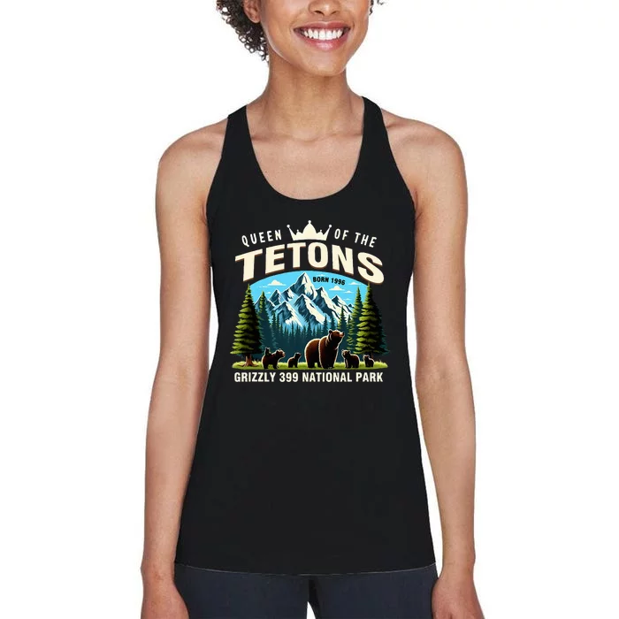 Queen Of The Tetons Grizzly 399 National Park Bear Lover Women's Racerback Tank