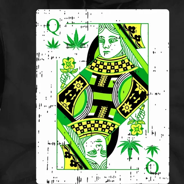 Queen Of Weed Playing Card Marijuana Cool Pot Smoker Gifts Tie Dye Hoodie