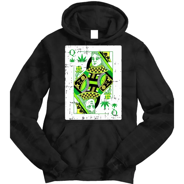 Queen Of Weed Playing Card Marijuana Cool Pot Smoker Gifts Tie Dye Hoodie