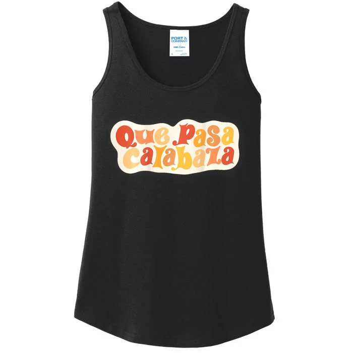 Que Pasa Calabaza Retro Groovy Pumpkin (Front & Back Design) Ladies Essential Tank