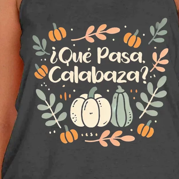 Que Pasa Calabaza Halloween Spanish Teacher Women's Knotted Racerback Tank