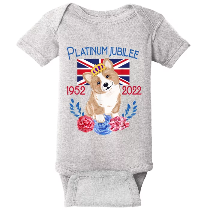 Queen's Platinum Jubilee 2022 British Monarch Queen Corgi Baby Bodysuit