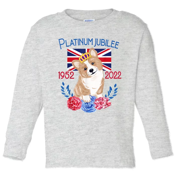 Queen's Platinum Jubilee 2022 British Monarch Queen Corgi Toddler Long Sleeve Shirt