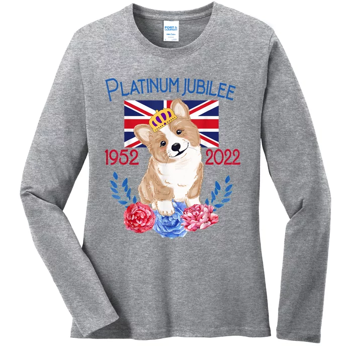 Queen's Platinum Jubilee 2022 British Monarch Queen Corgi Ladies Long Sleeve Shirt