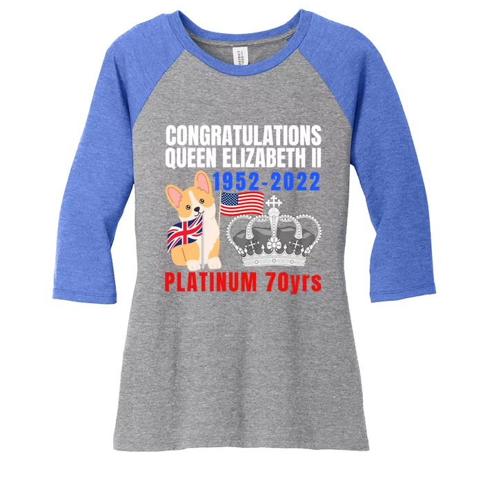 Queens Platinum Jubilee Gift Queen Platinum Jubilee Gift Women's Tri-Blend 3/4-Sleeve Raglan Shirt