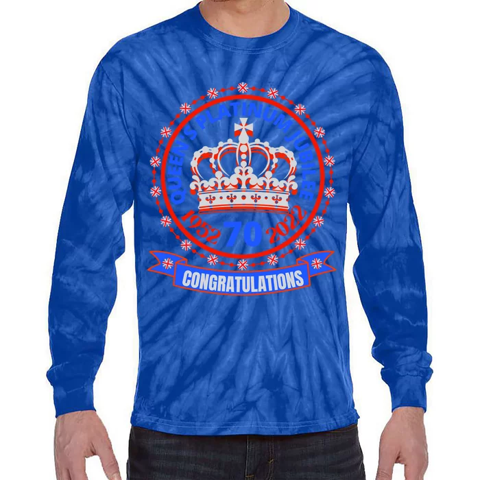 Queens Platinum Jubilee Gift Queen Jubilee 2022 Gift Uk Gift Tie-Dye Long Sleeve Shirt