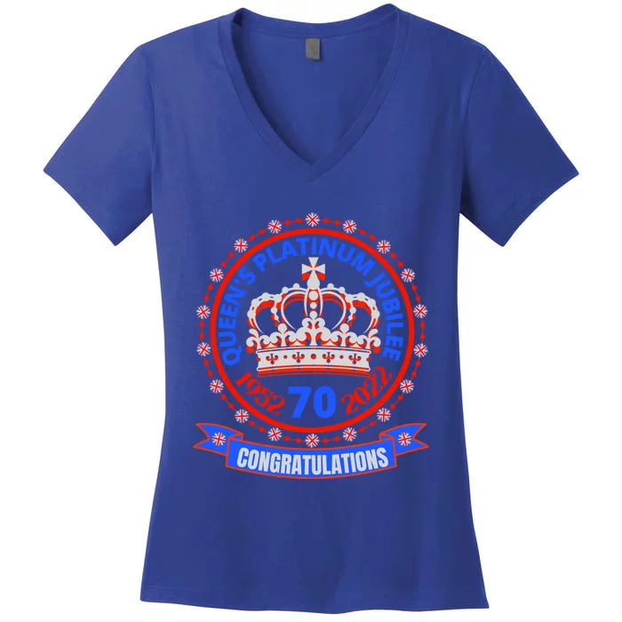 Queens Platinum Jubilee Gift Queen Jubilee 2022 Gift Uk Gift Women's V-Neck T-Shirt