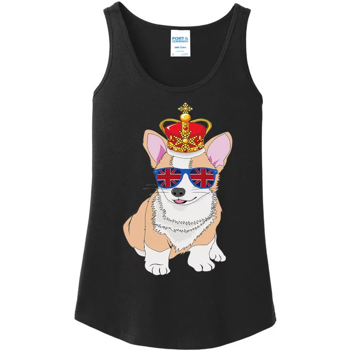 Queens Platinum Jubilee 70 Years Souvenir British Corgi Dog Ladies Essential Tank