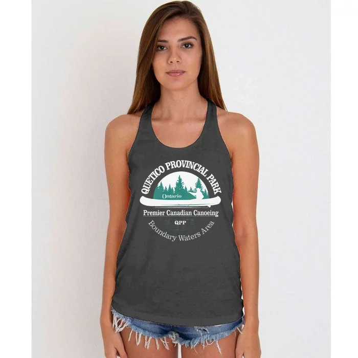 Quetico Provincial Park Ontario Vintage Canoe Camping Women's Knotted Racerback Tank