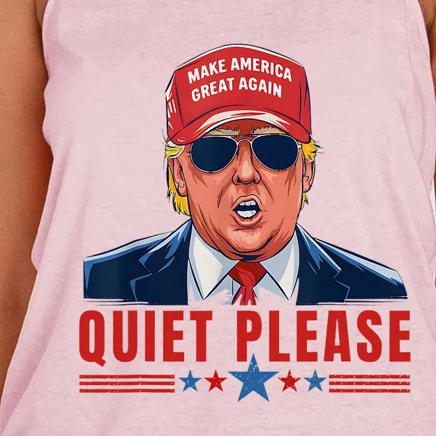 Quiet Please Trump Presidential Debate Women's Knotted Racerback Tank