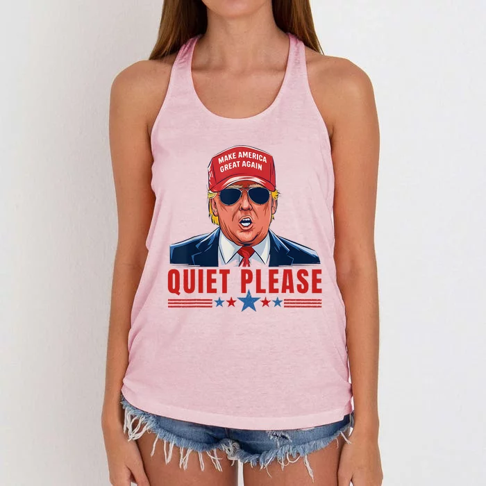 Quiet Please Trump Presidential Debate Women's Knotted Racerback Tank