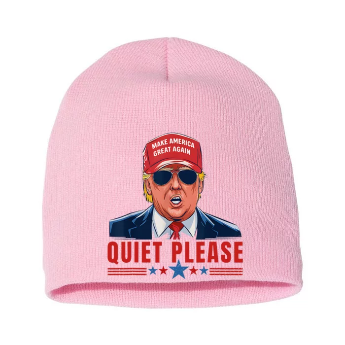 Quiet Please Trump Presidential Debate Short Acrylic Beanie