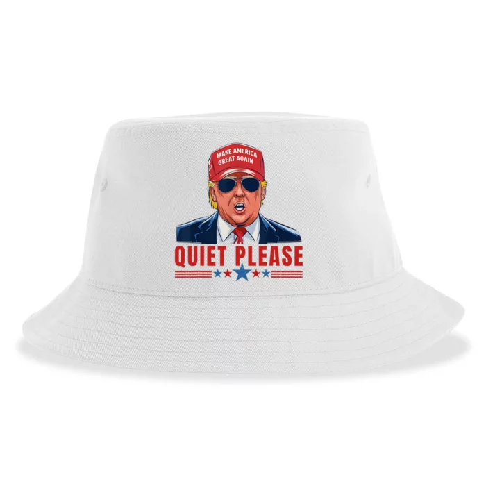 Quiet Please Trump Presidential Debate Sustainable Bucket Hat