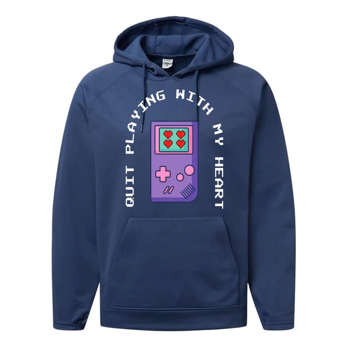 Quit Playing With My Heart Retro Video Game Performance Fleece Hoodie