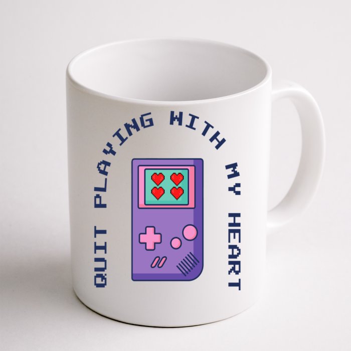 Quit Playing With My Heart Retro Video Game Front & Back Coffee Mug