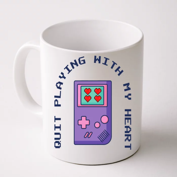 Quit Playing With My Heart Retro Video Game Front & Back Coffee Mug