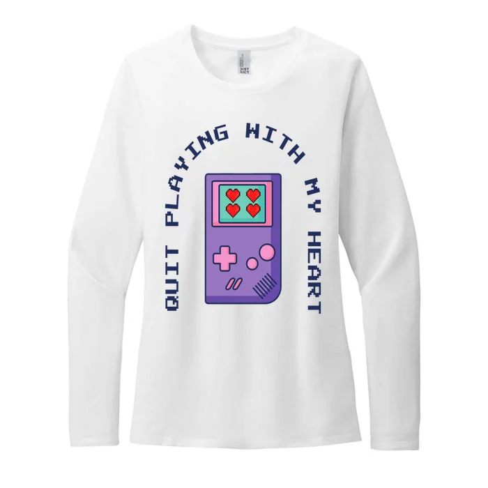 Quit Playing With My Heart Retro Video Game Womens CVC Long Sleeve Shirt