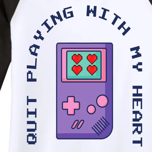 Quit Playing With My Heart Retro Video Game Women's Tri-Blend 3/4-Sleeve Raglan Shirt