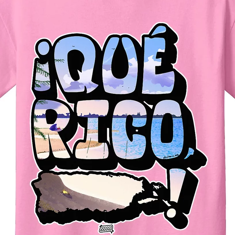 Que Rico PuertoRico Boricua Love Arte de Manu Kids T-Shirt