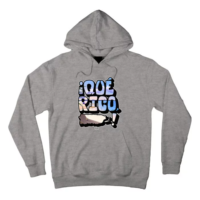 Que Rico PuertoRico Boricua Love Arte de Manu Tall Hoodie