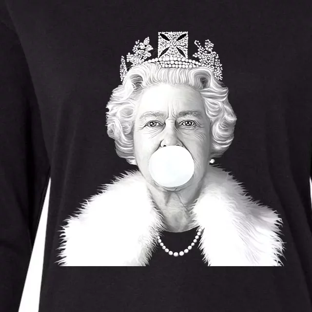 Queen RIP Queen Elizabeth II Bubble Gum Funny Royal Family UK Flag Womens Cotton Relaxed Long Sleeve T-Shirt