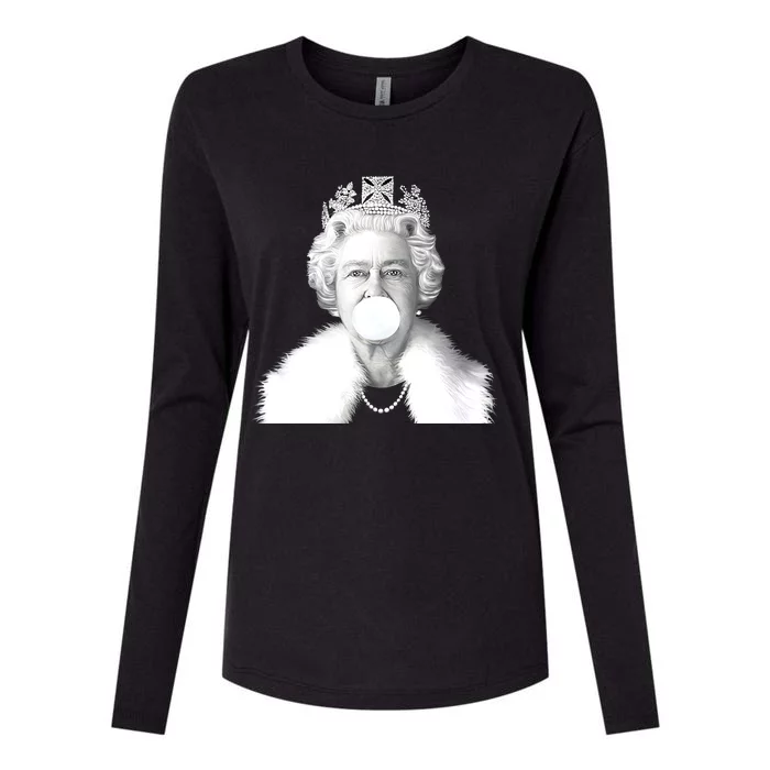 Queen RIP Queen Elizabeth II Bubble Gum Funny Royal Family UK Flag Womens Cotton Relaxed Long Sleeve T-Shirt