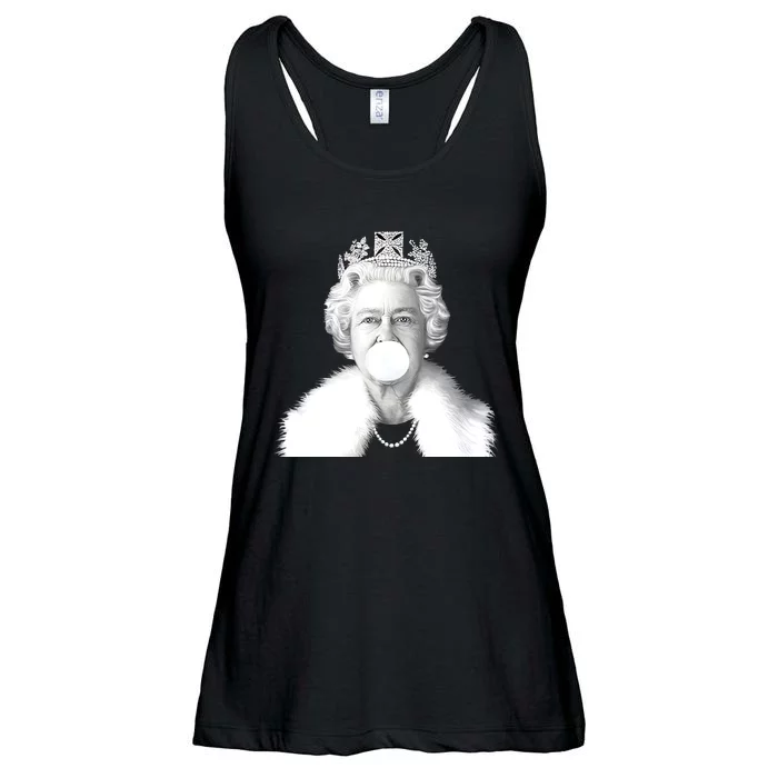 Queen RIP Queen Elizabeth II Bubble Gum Funny Royal Family UK Flag Ladies Essential Flowy Tank